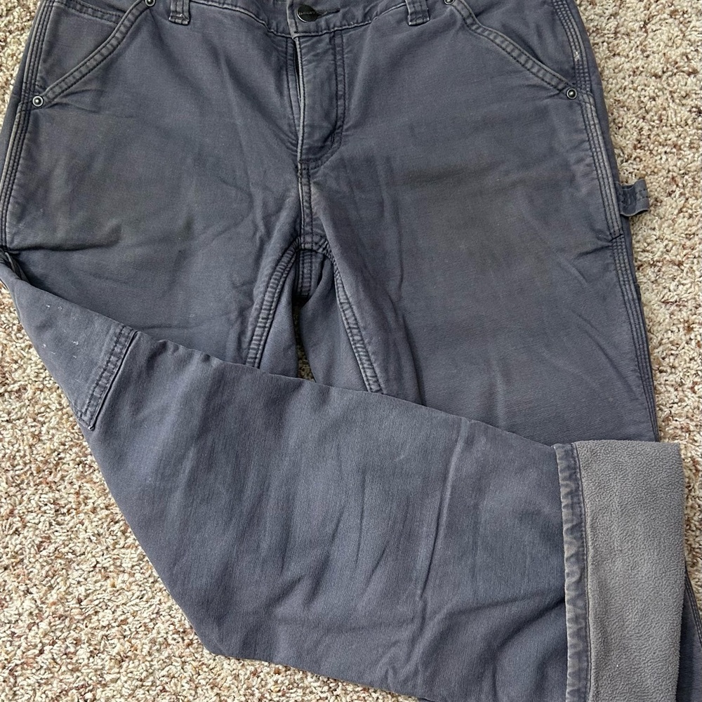 Carhartt Gray Original Fit Pants- Fleece Lined